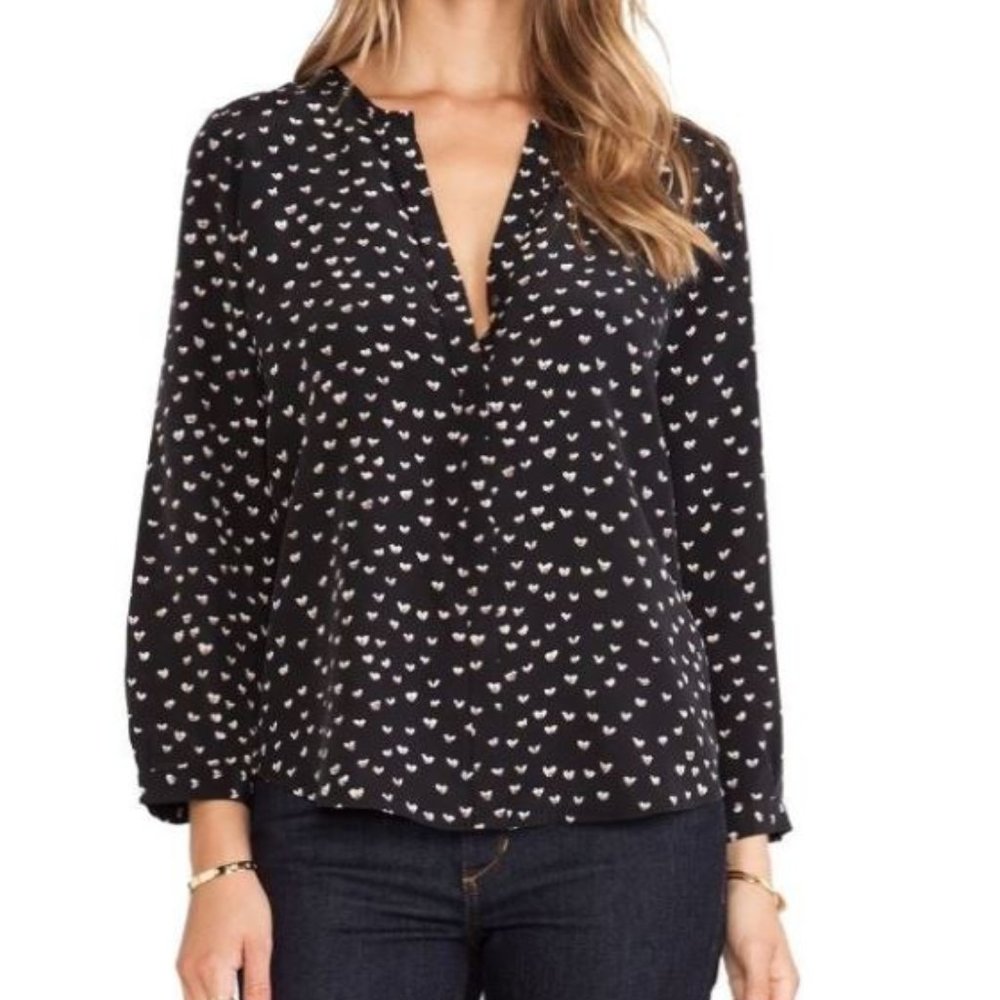 Joie Purine Printed Silk Blouse In Caviar